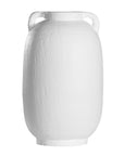 Kulala Living handcrafted white clay vase with handles, featuring a textured surface and organic shape, perfect for styling with dried or fresh foliage