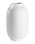 Kulala Living handcrafted white clay vase with handles, featuring a textured surface and organic shape, perfect for styling with dried or fresh foliage