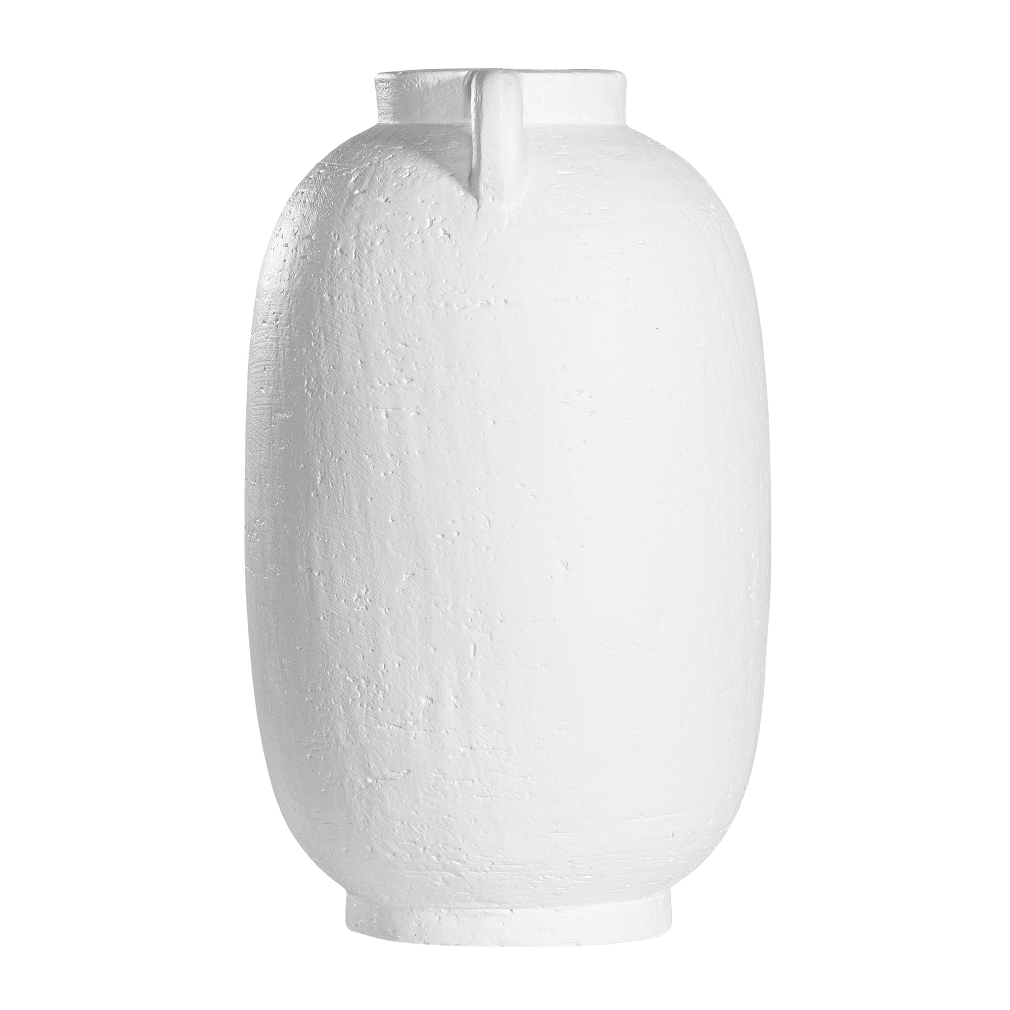 Kulala Living handcrafted white clay vase with handles, featuring a textured surface and organic shape, perfect for styling with dried or fresh foliage