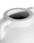 Kulala Living handcrafted white clay vase with handles, featuring a textured surface and organic shape, perfect for styling with dried or fresh foliage