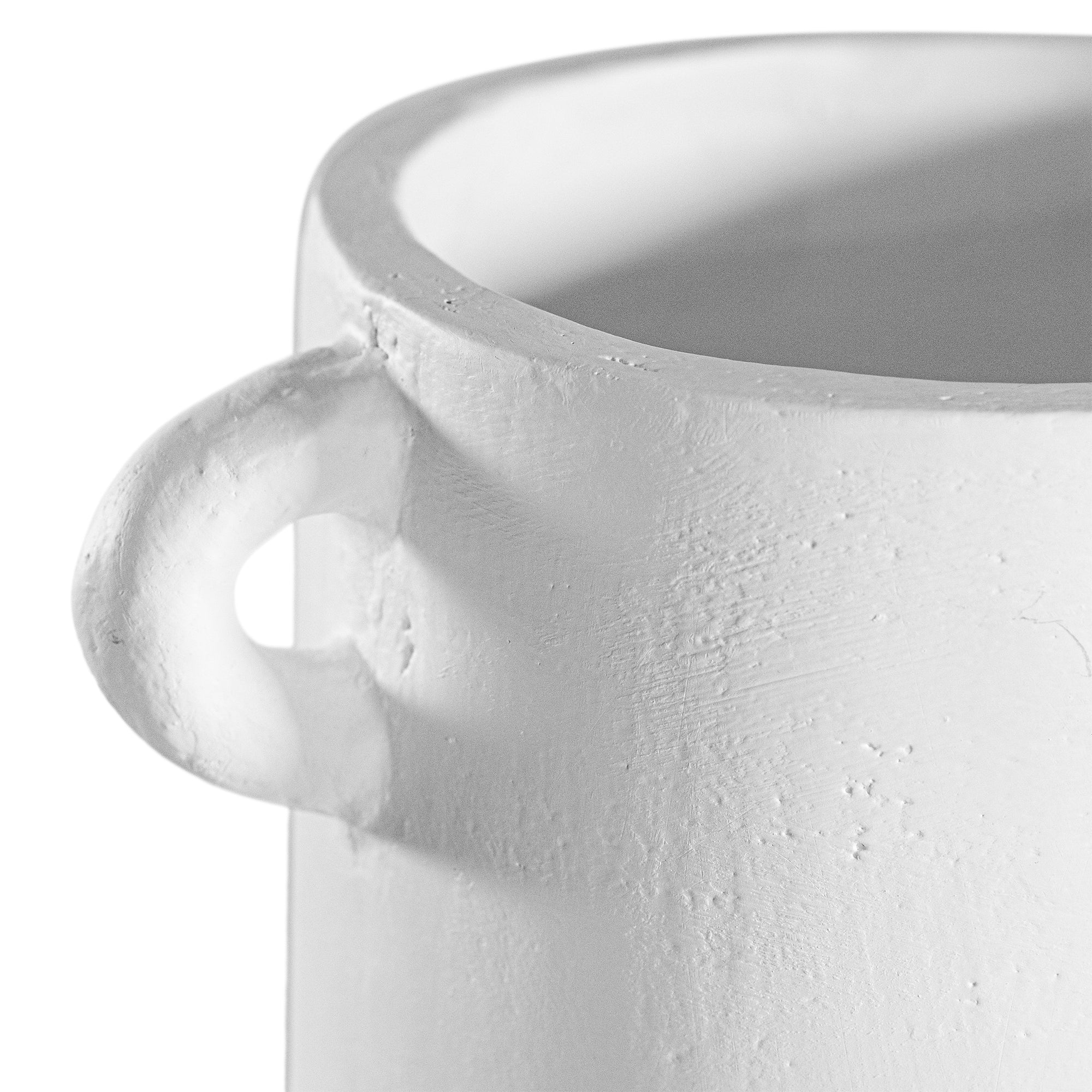White handled vases with a modern rustic design, perfect for contemporary decor