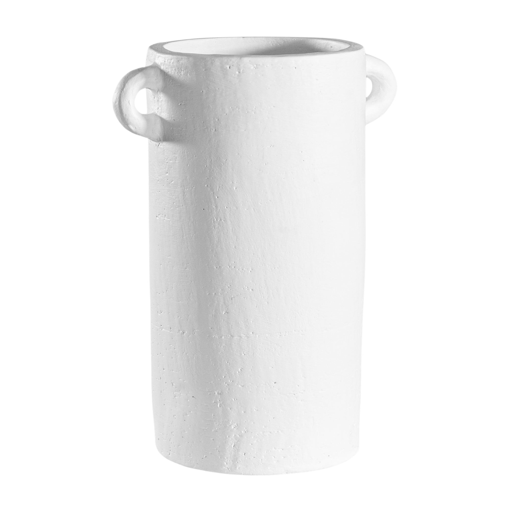 White handled vases with a modern rustic design, perfect for contemporary decor