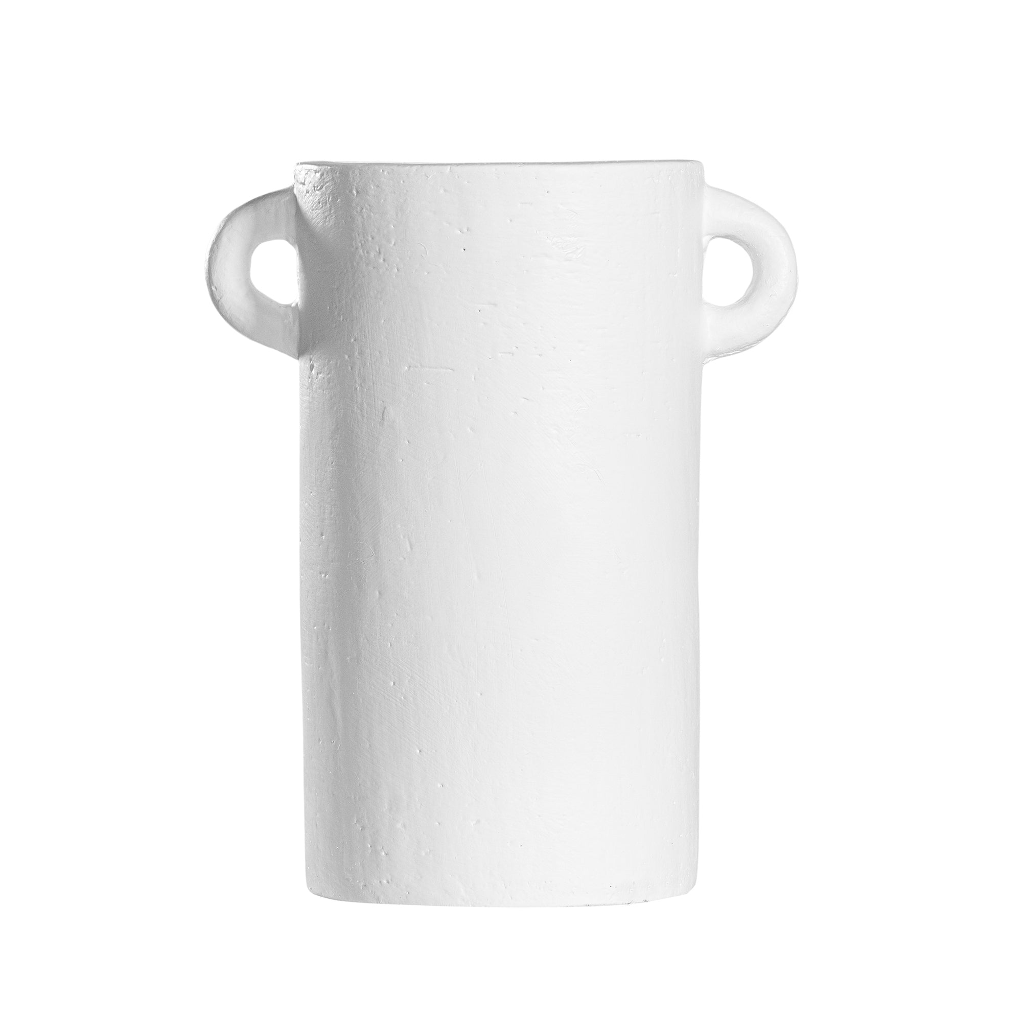 White handled vases with a modern rustic design, perfect for contemporary decor