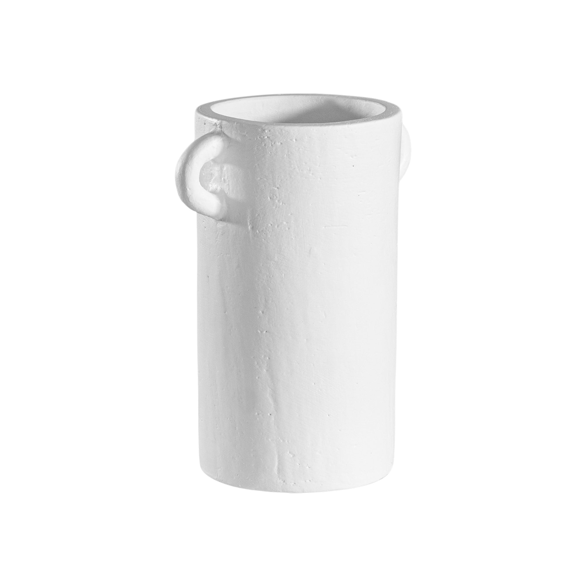 White handled vases with a modern rustic design, perfect for contemporary decor