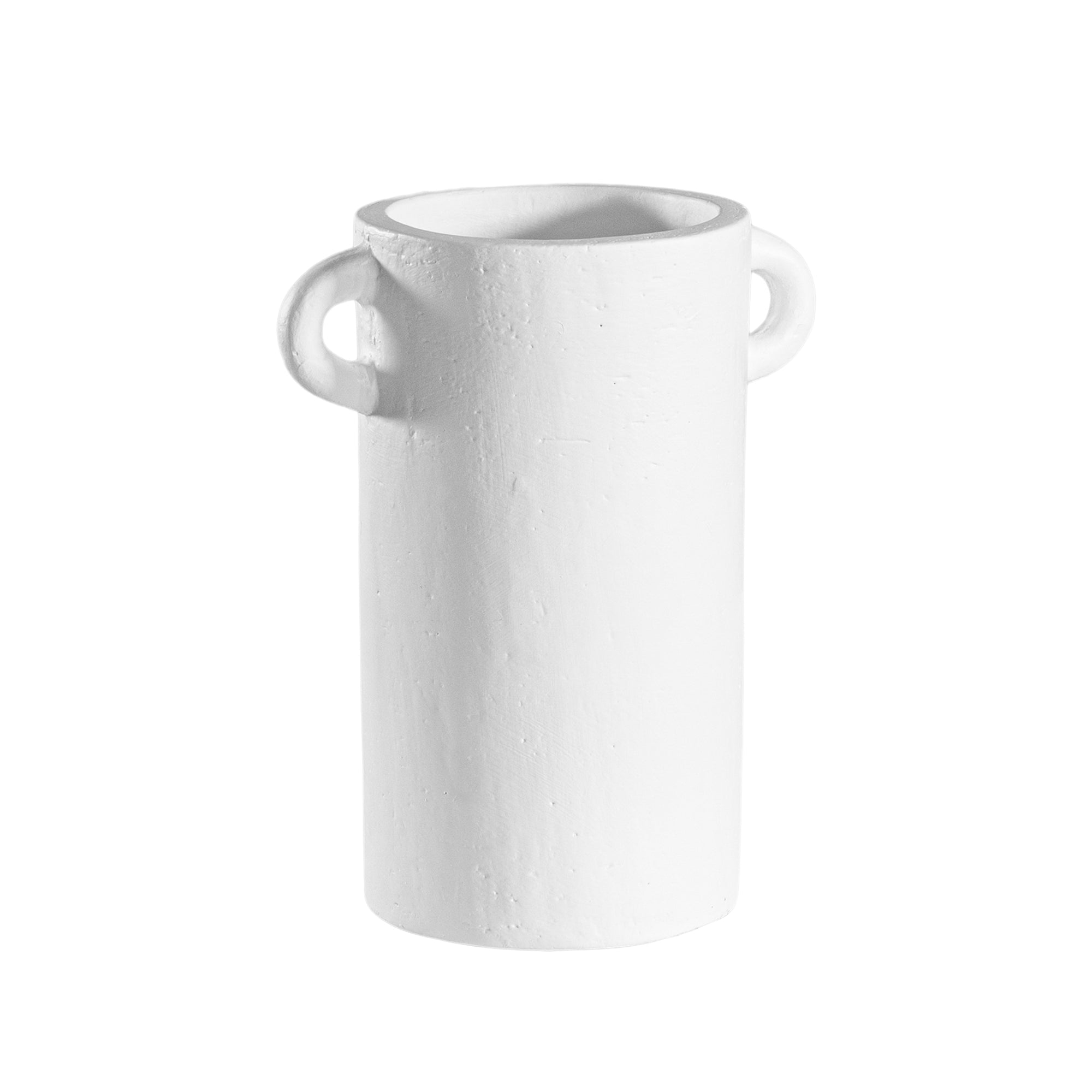 White handled vases with a modern rustic design, perfect for contemporary decor