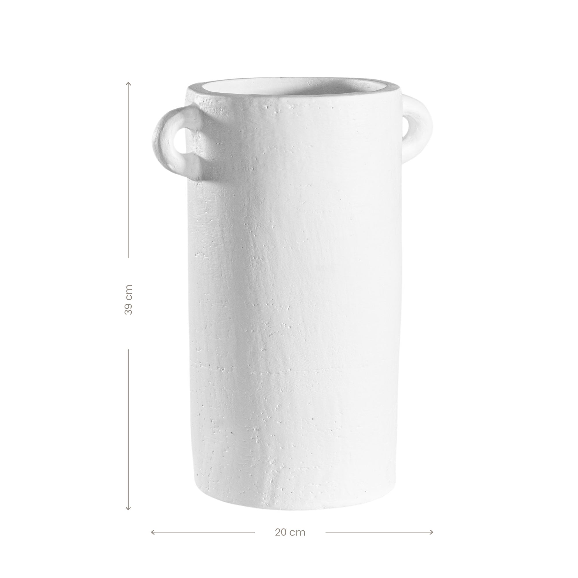 White handled vases with a modern rustic design, perfect for contemporary decor