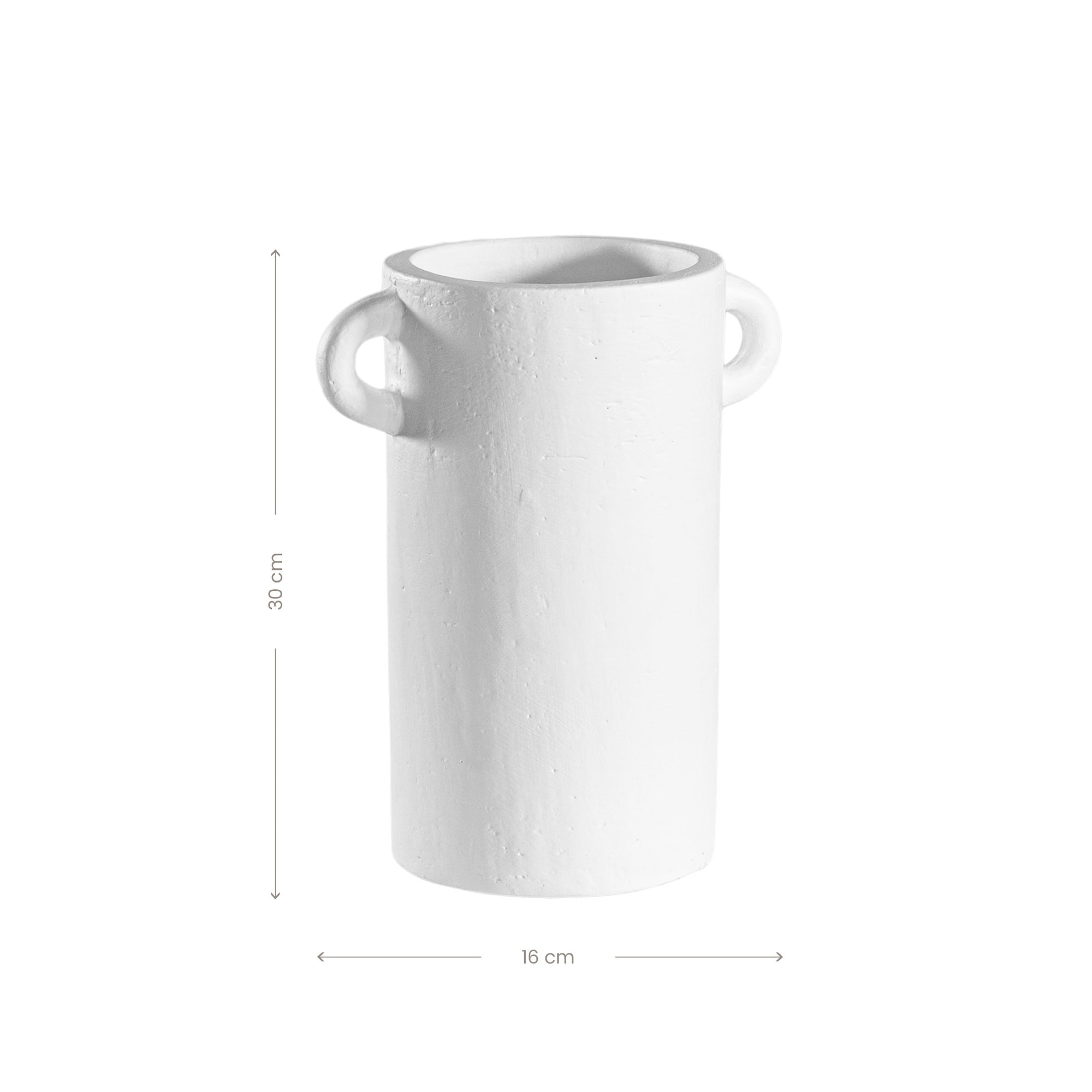 White handled vases with a modern rustic design, perfect for contemporary decor