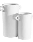 White handled vases with a modern rustic design, perfect for contemporary decor