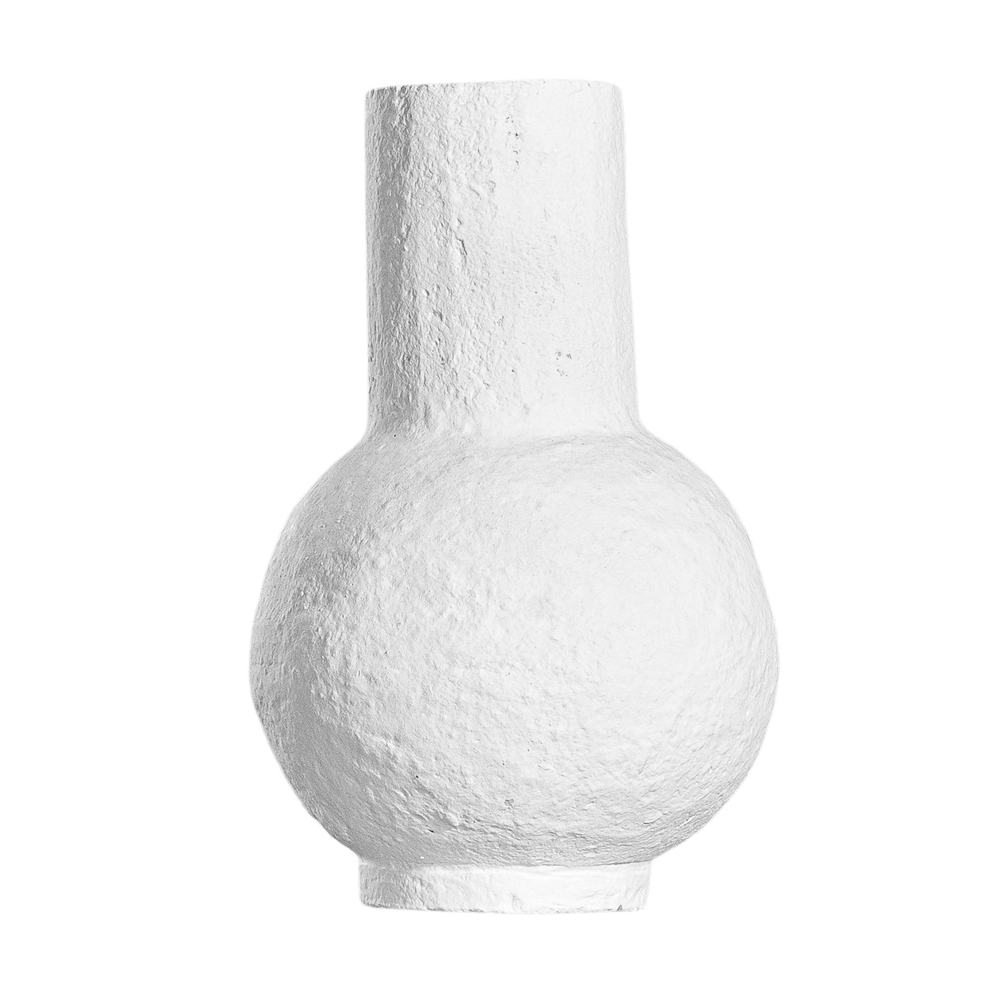 A handcrafted white decorative vase with a textured finish, featuring a modern sculptural design. Perfect as a statement piece for contemporary interiors, blending organic form with minimalist elegance
