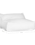 White lounge bean bag for outdoor relaxation, featuring durable fabric and ergonomic shape. Ideal for poolside lounging, garden seating, or creating a casual chill-out area.
