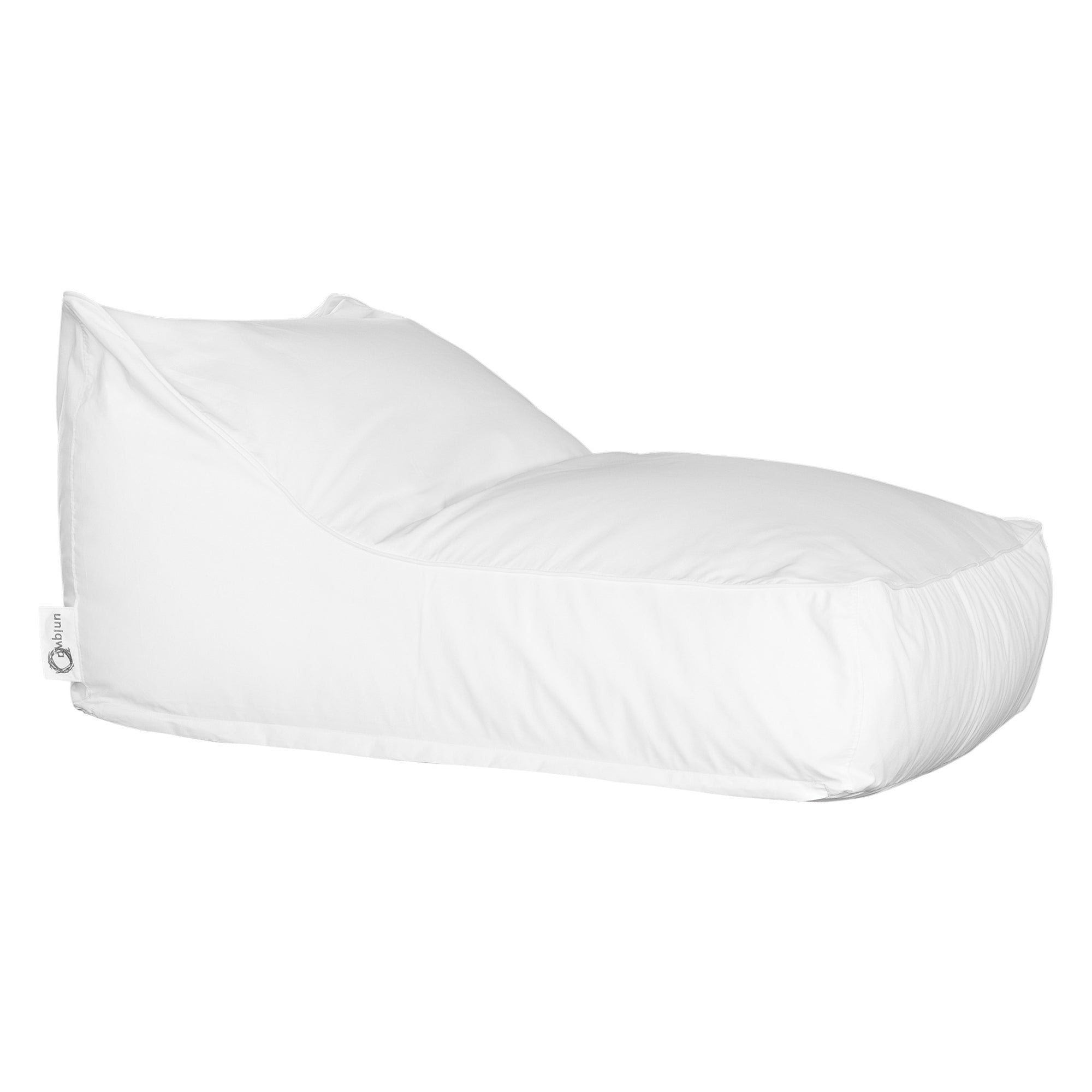 White lounge bean bag for outdoor relaxation, featuring durable fabric and ergonomic shape. Ideal for poolside lounging, garden seating, or creating a casual chill-out area.