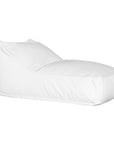 White lounge bean bag for outdoor relaxation, featuring durable fabric and ergonomic shape. Ideal for poolside lounging, garden seating, or creating a casual chill-out area.