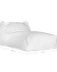 white sunlounger bean bag for outdoor relaxation, featuring durable fabric and ergonomic shape. Ideal for poolside lounging, garden seating, or creating a casual chill-out area