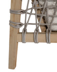 Modern rope sofa with natural wood frame and natural cushions, featuring woven rope detailing for a contemporary and stylish look.
