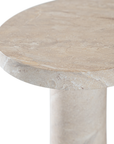Zuburu coffee table in dune hydro dipped finish with organic shaped top and three cylindrical pedestal legs.