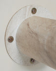 Zuburu coffee table in dune hydro dipped finish with organic shaped top and three cylindrical pedestal legs.