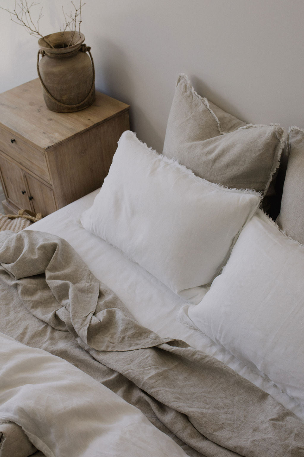 “Whistler” Frayed Linen Pillowcases - KULALA Living