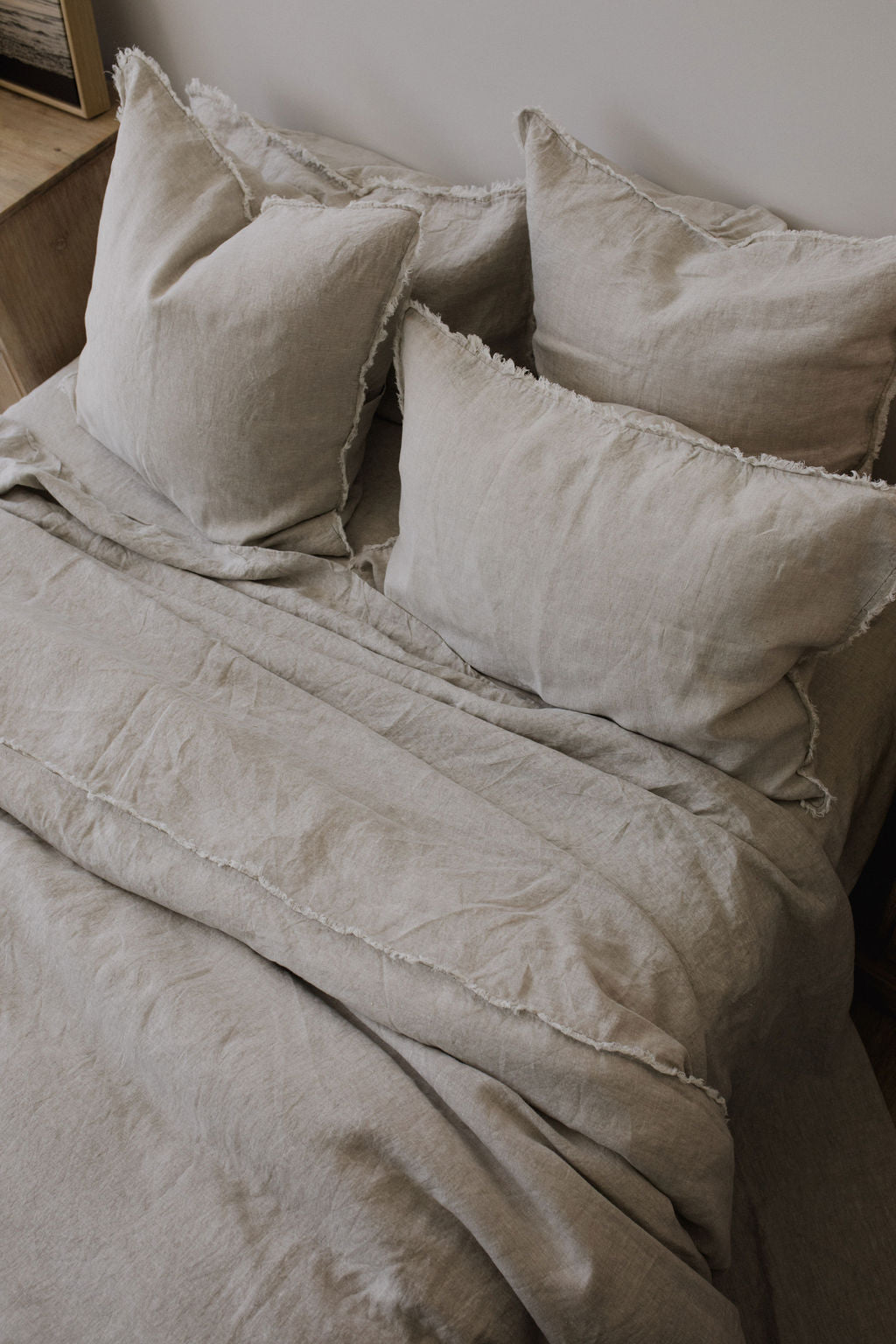 “Sable” Frayed Linen Pillowcases - KULALA Living