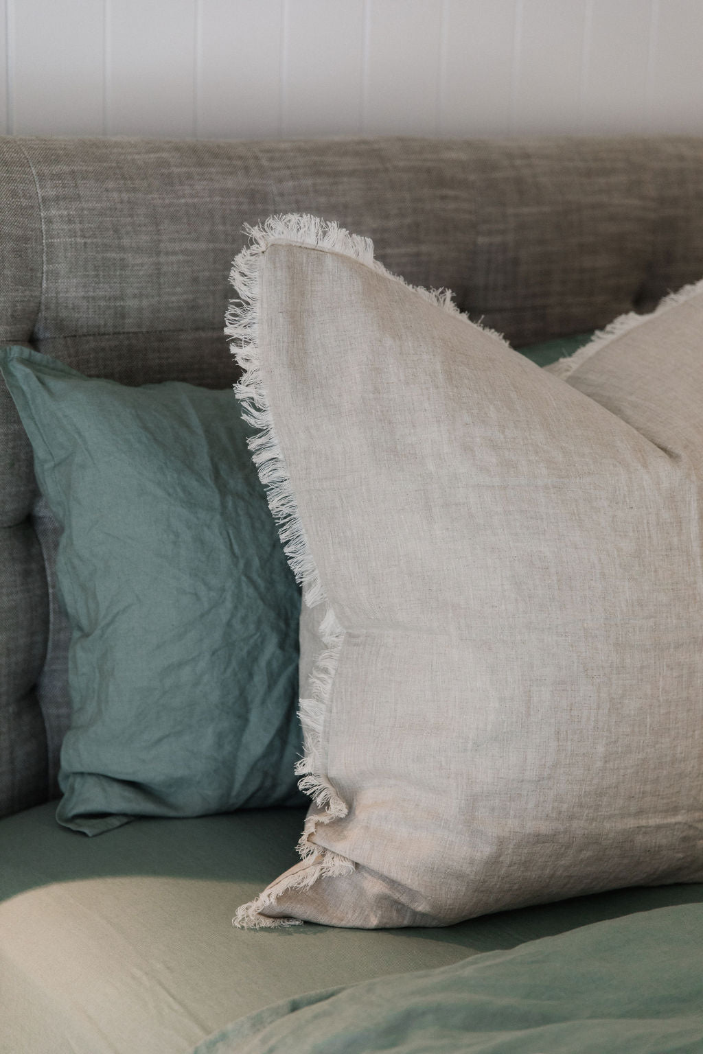 “Sable” Frayed Linen European Pillowcases - KULALA Living